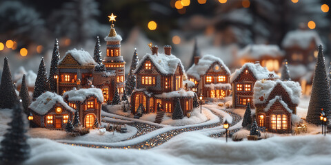 Fairytale Christmas Market Banner - Embroidered and Knitted Diorama Knit Trend