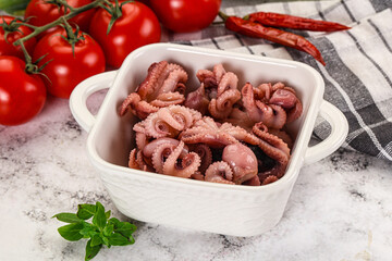 Marinated baby octopus in the bowl