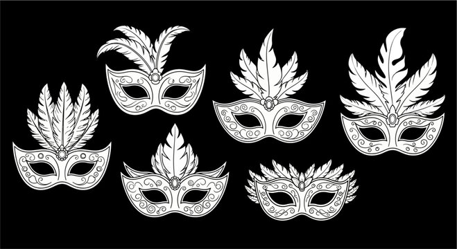 carnival mask on black, masquerade mask on black, Vector Illustration. mardi gras carnival mask.