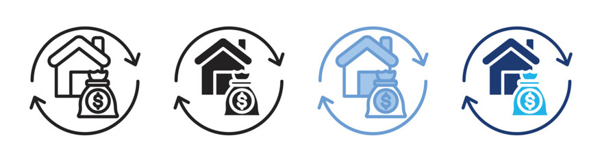 Refinancing icon set multiple style collection