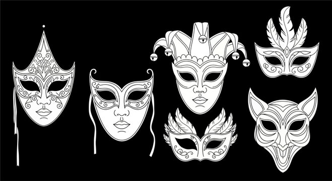 carnival mask on black, masquerade mask on black, Vector Illustration. mardi gras carnival mask.