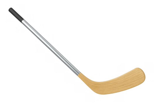 Ice hockey stick with wooden blade and metal shaft, essential sporting equipment for winter game on transparent background - Powered by Adobe