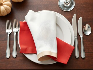 Elegant dining table setting with festive autumn decorations