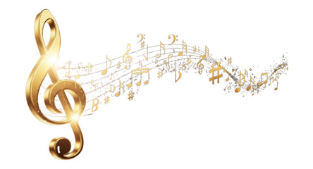 golden treble clef on white