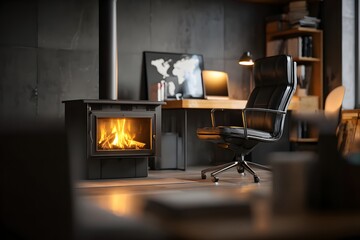 Cozy Fireplace Study