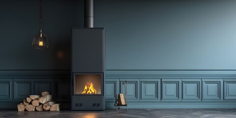 Blue Fireplace Scene