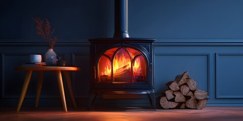 Cozy Fireplace Scene at Night