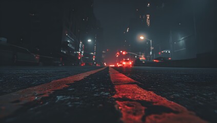 City Lights at Night on the Road