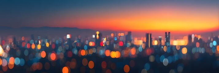 City lights at sunset