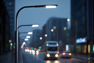 Evening Street Lights and Cars
