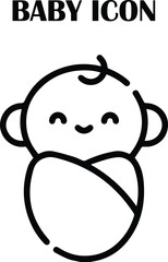 Cute baby vector icon in simple flat style, perfect for childcare, parenting, and nursery design projects