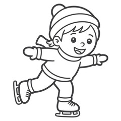 Obraz premium Joyful Winter Sledding Adventure Line Art