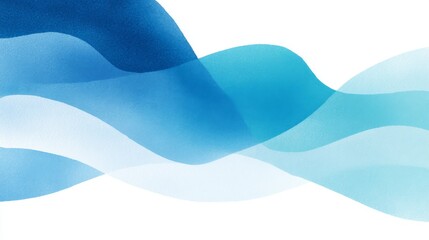 Abstract wavy blue shapes creating a tranquil gradient flow on a clean white background