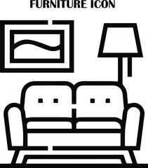 Modern furniture vector illustration — clean, editable icons for interior design and decor projects