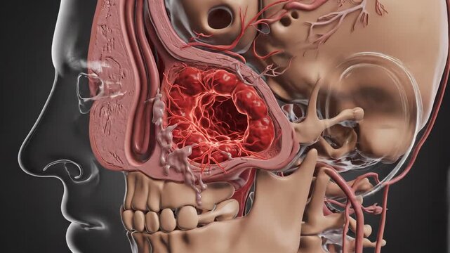 Detailed 3D Medical Animation of Nasal Polyps and Sinus Anatomy.