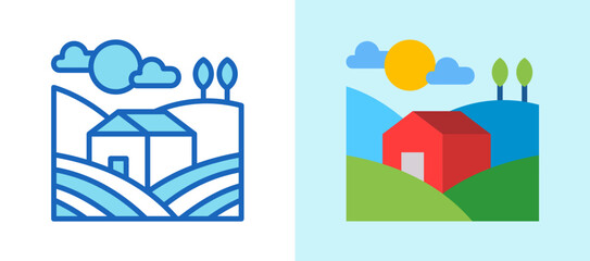 Naklejka premium Fields multistyle icon