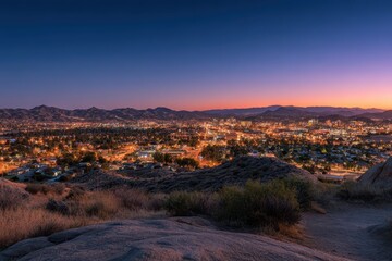 Twilight Over Riverside: City Lights Seen from Mount Rubidoux Park