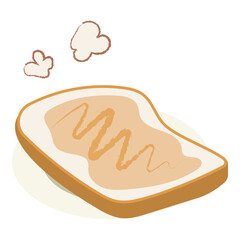 Illustration of warm toast with honey and rising steam