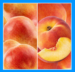 peach fruit and pears background
