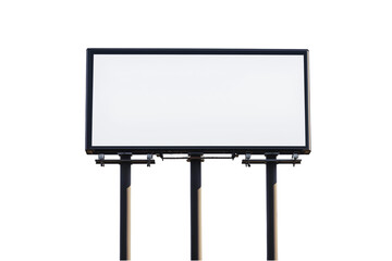 Fototapeta premium Large Blank Outdoor Billboard on Three Posts Isolated on Transparent Background. Blank Billboard Display on Posts Isolated.