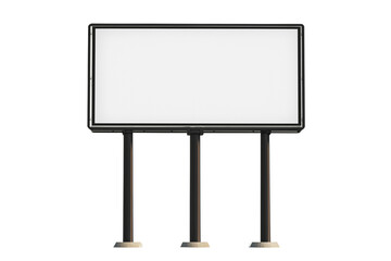 Fototapeta premium Large Blank Outdoor Billboard on Three Posts Isolated on Transparent Background. Blank Billboard Display on Posts Isolated.