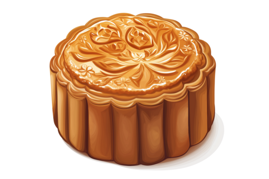 Mooncake Vector Illustration Isolated on Transparent Background. Traditional Mooncake Vector Art Isolated.