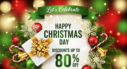 Happy Christmas Day Sale with Discounts Up to 80 Percent Off Offer Percentage