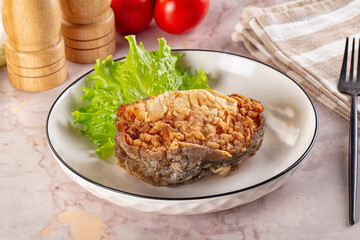 Roasted cod fish fillet piece