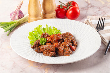 Hungarian goulash with beef meat
