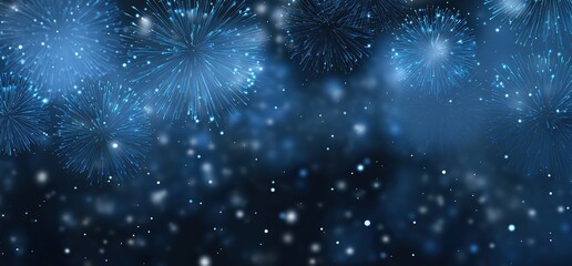 new year's background with fireworks, in white and blue colors, with space for text. 