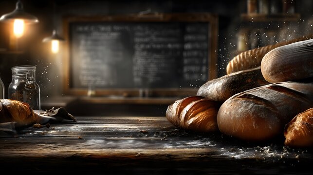 Cozy display of fresh bakery bread
