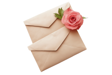 Romantic Envelopes Isolated on Transparent Background. Romantic Letter Envelopes Illustration Isolated.