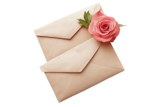 Romantic Envelopes Isolated on Transparent Background. Romantic Letter Envelopes Illustration Isolated.