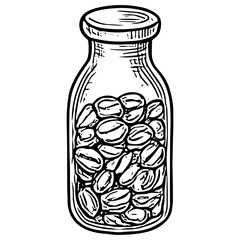 Coffee beans in bottle