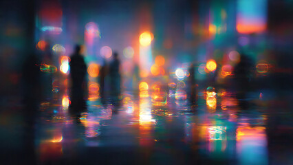 Personnes en mouvement dans une rue de la vile