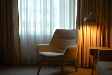 Experience simple elegance in minimalist room with soft light and neutral colors. This home decor creates a tranquil atmosphere. Enjoy beauty of light, create inviting and luminous light filled space.