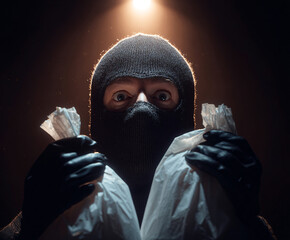 Person with Tech Headset and Digital Circuit Board Pattern