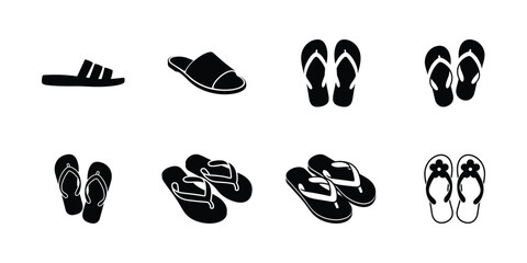 Fototapeta premium Flip flop and sandal icon set vector illustration