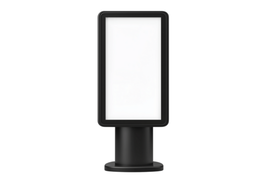 Blank Digital Advertising Kiosk Mockup Isolated on Transparent Background. Digital Display Kiosk Mockup PNG Transparent.
