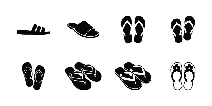 Flip flop and sandal icon set vector illustration