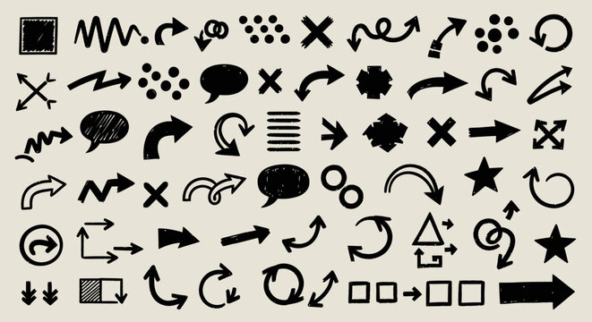 Hand-Drawn Arrow Set - Diverse Styles and Directions for Design.