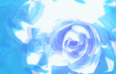Fototapeta premium バラ花をモチーフにした涼しげで明るい清潔感のある青紫色の抽象的イラスト調レタッチ＆色彩加工イメージ