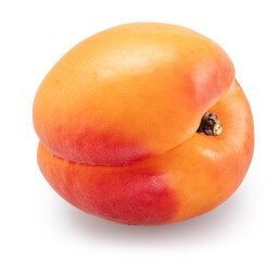 Ripe apricot with red side isolated on white background. File contains clipping path.