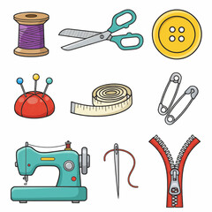 Sewing and Tailoring Tools Collection Craft Equipment Set © Nofriyan