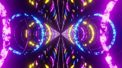 Double rings reflected colorful tunnel VJ loop animation background
