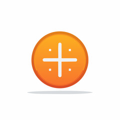 Obraz premium Gradient orange circle icon with centered white cross symbol and four small dots digital graphic