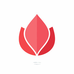 Abstract Red Floral Icon Illustration with a bud, blossom, or petal shape with modern design