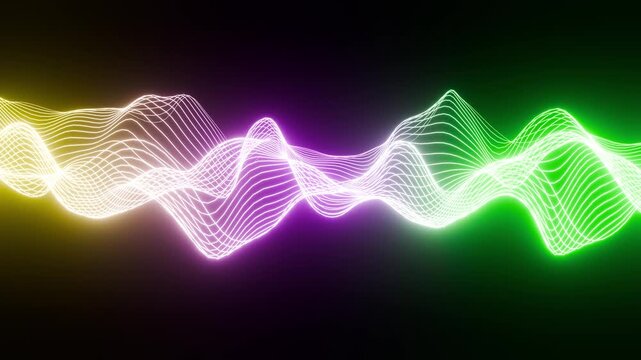 Music wave equalizer with yellow purple and green neon colors VJ loop