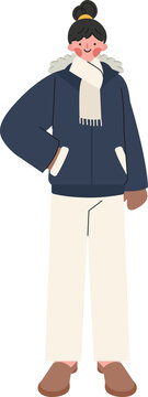Cute Girl Wearing Jacket Character Illustration