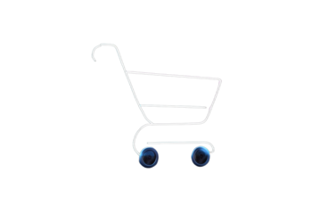 Glossy neon shopping cart icon on a black background, perfect for e-commerce